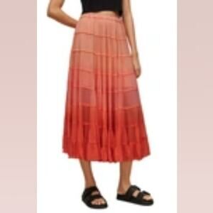 ALL SAINTS NWT EVA TIERED OMBRÉ SKIRT IN SUNBURST ORANGE in size 10